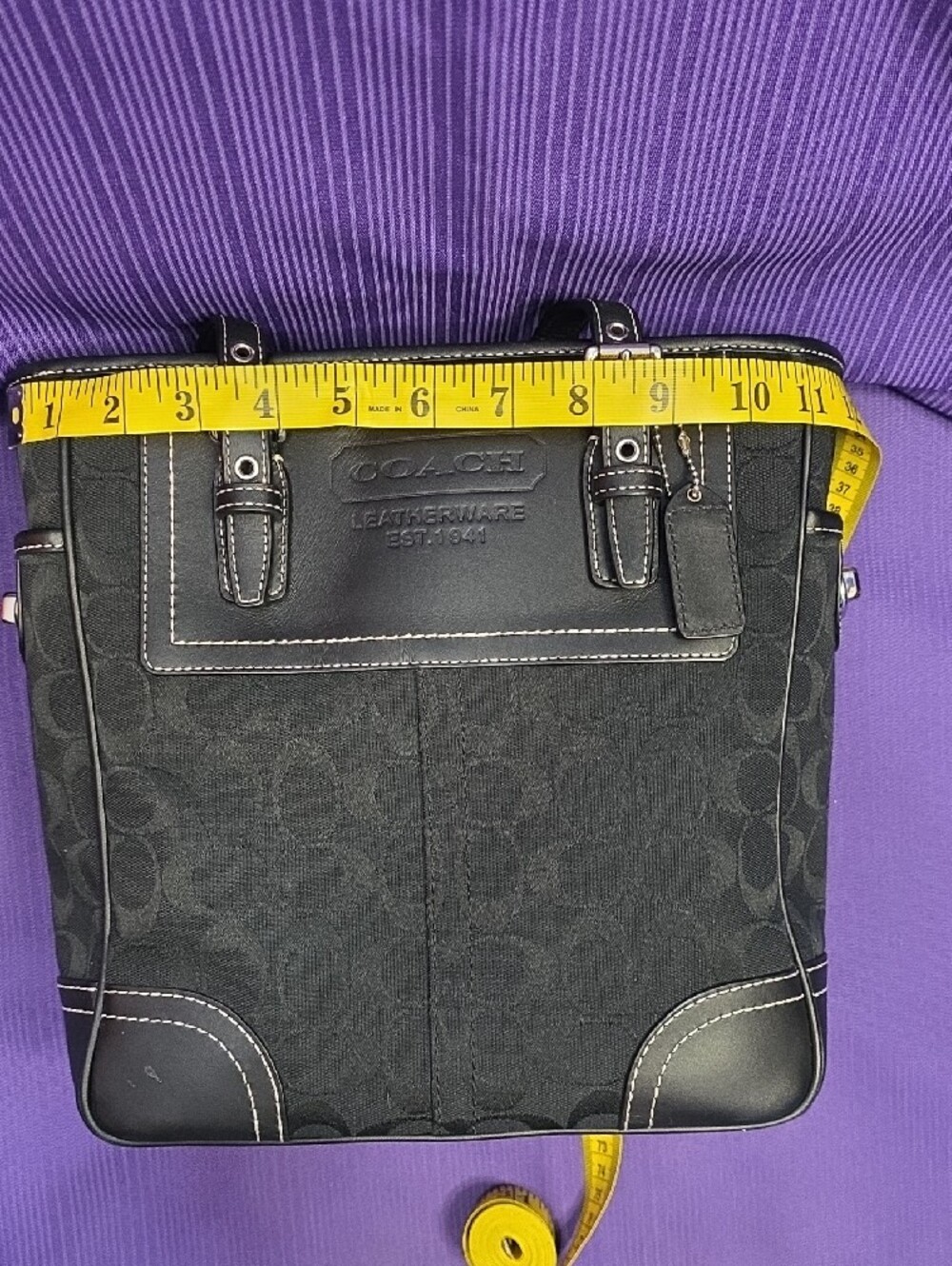 Coach Black Signature Canvas and Leather Tote - Picture 10 of 15